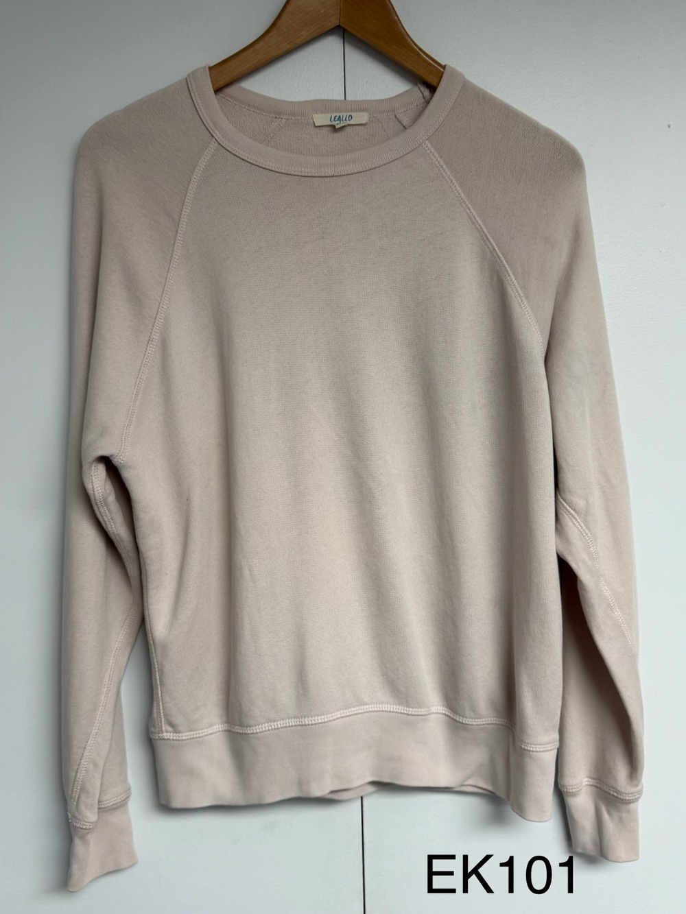 LEALLO Dune Solid Crewneck Sweatshirt Dove XS $135 Peruvian Cotton
